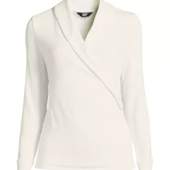 Women's Plus Size Long Sleeve Brushed Rib Wrap Top