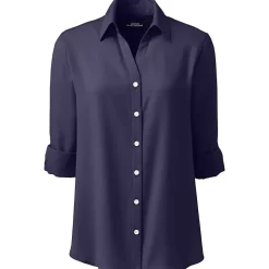 Women's Plus Size Long Sleeve Crepe Blouse