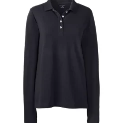 Women's Plus Size Long Sleeve Mesh Polo