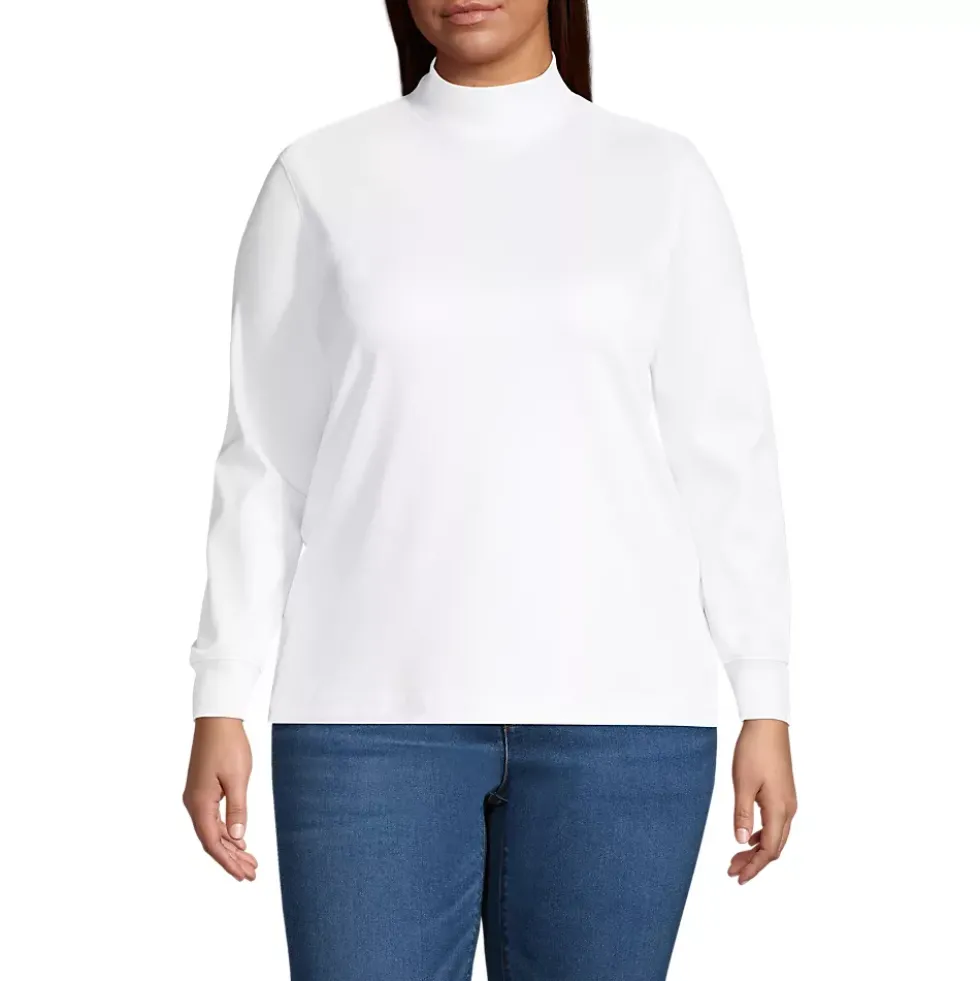 Women's Plus Size Long Sleeve Supima Mock Turtleneck