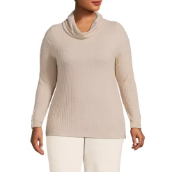 Women's Plus Size Long Sleeve Wide Rib Turtleneck