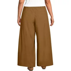 Women's Plus Size Poplin Mid Rise Pleated Slouchy Pants