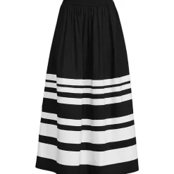 Women's Plus Size Poplin Pull On Striped Maxi Skirt
