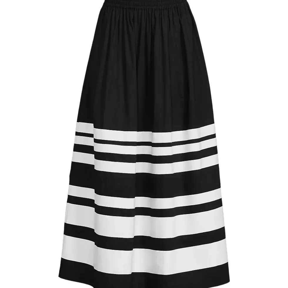 Women's Plus Size Poplin Pull On Striped Maxi Skirt