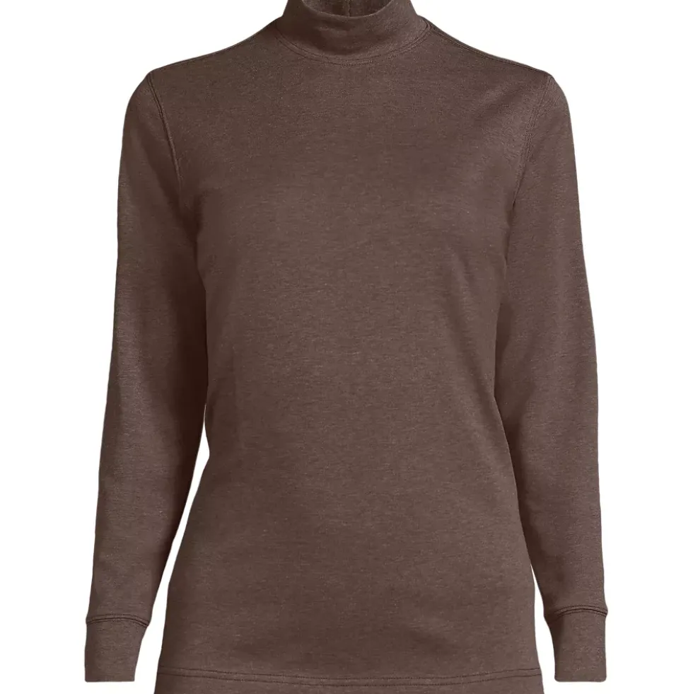 Women's Plus Size Relaxed Cotton Long Sleeve Mock Turtleneck