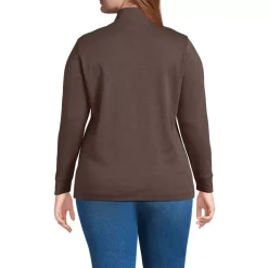 Women's Plus Size Relaxed Cotton Long Sleeve Mock Turtleneck