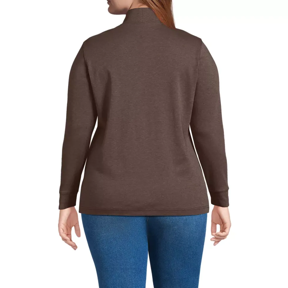 Women's Plus Size Relaxed Cotton Long Sleeve Mock Turtleneck