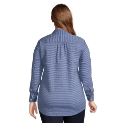 Women's Plus Size Reversible Boyfriend Fit Long Sleeve Tunic Top