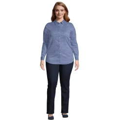 Women's Plus Size Reversible Boyfriend Fit Long Sleeve Tunic Top
