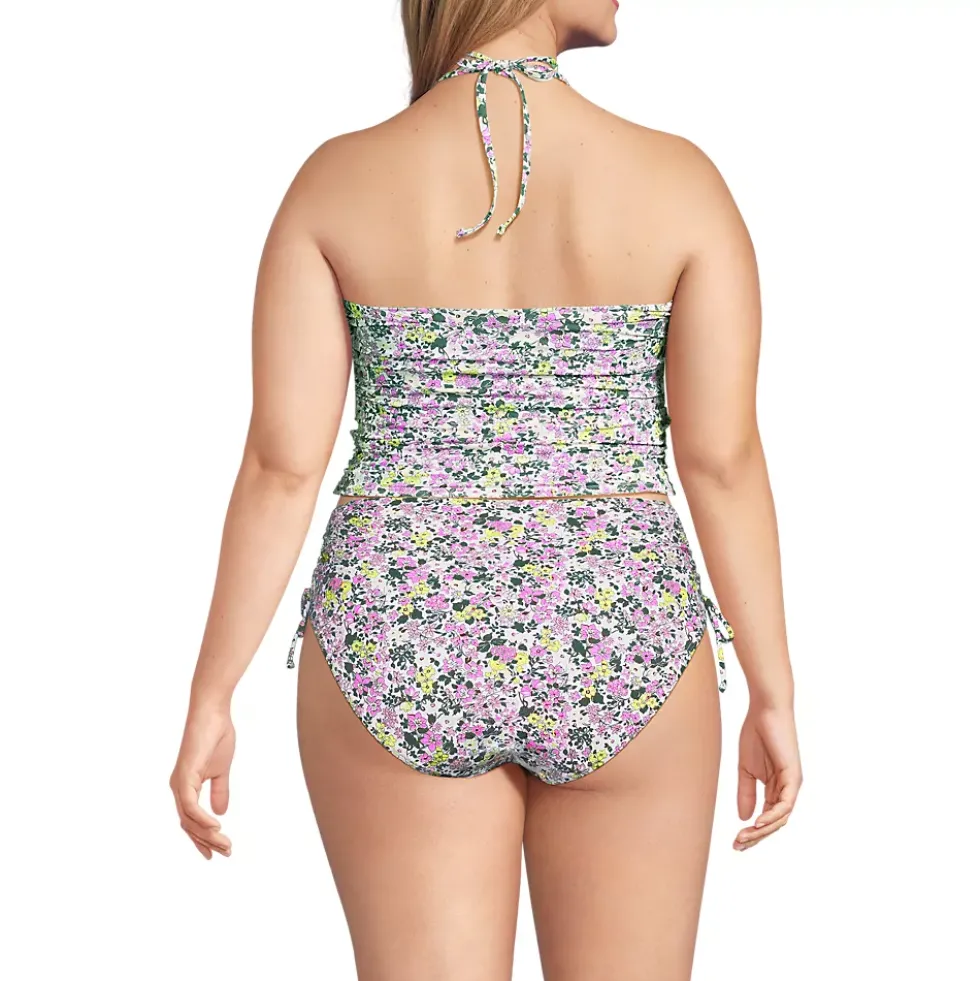 Womens Plus Size Ruched Halter Midkini Top