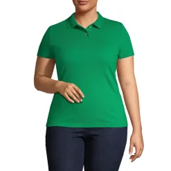 Women's Plus Size Short Sleeve Basic Mesh Polo Shirt