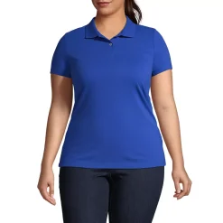 Women's Plus Size Short Sleeve Basic Mesh Polo Shirt