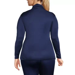 Women's Plus Size Silk Interlock Turtleneck Long Underwear Top