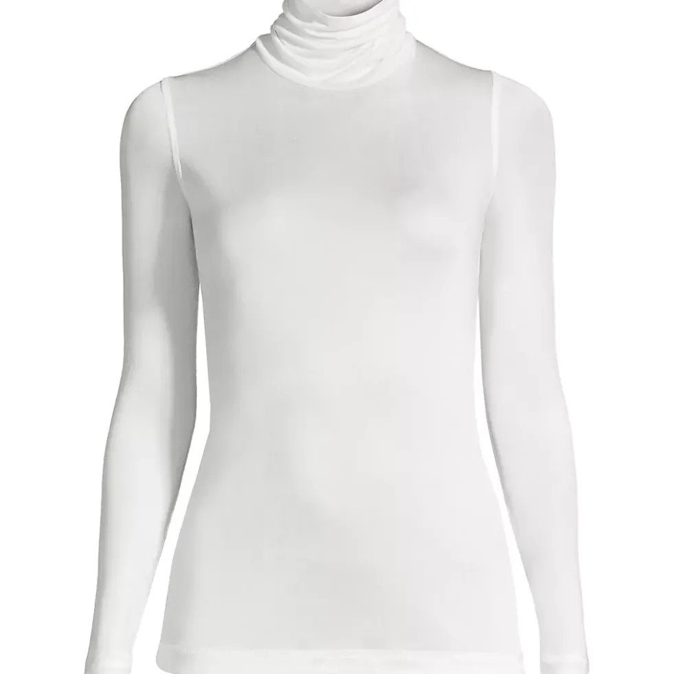 Women's Plus Size Silk Interlock Turtleneck Long Underwear Top