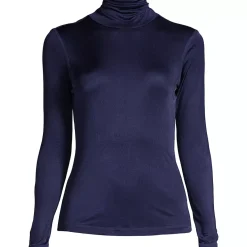 Women's Plus Size Silk Interlock Turtleneck Long Underwear Top