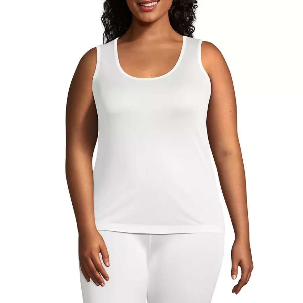Women's Plus Size Silk Interlock Thermal Long Underwear Base Layer Tank Top