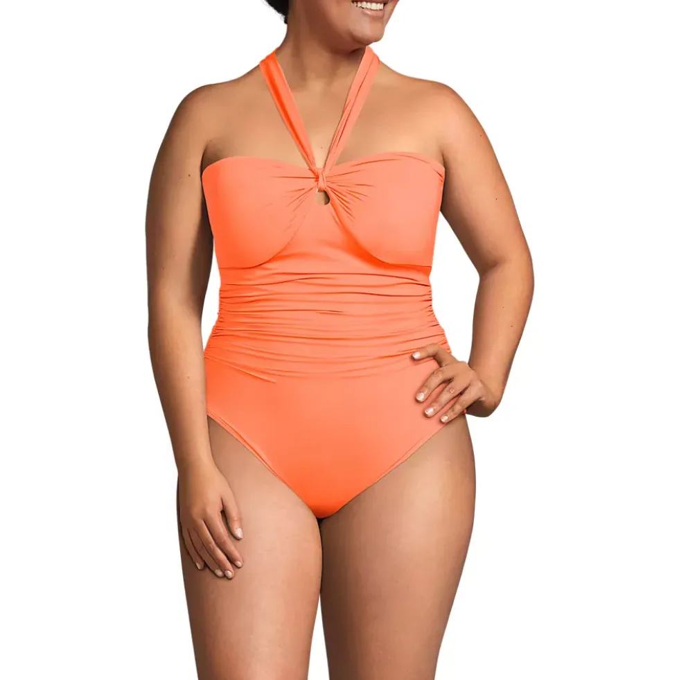 Women's Plus Size SlenderSuit Multi-Way Bandeau High Leg One Piece Swimsuit