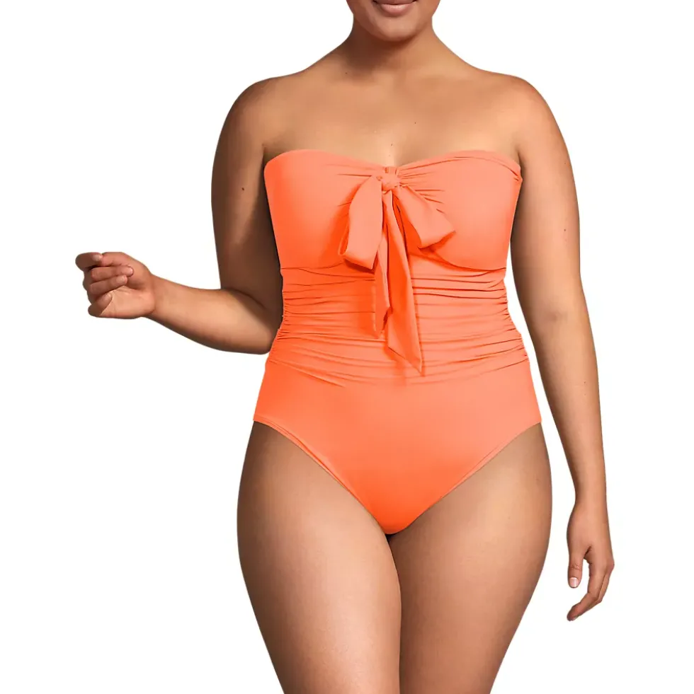 Women's Plus Size SlenderSuit Multi-Way Bandeau High Leg One Piece Swimsuit
