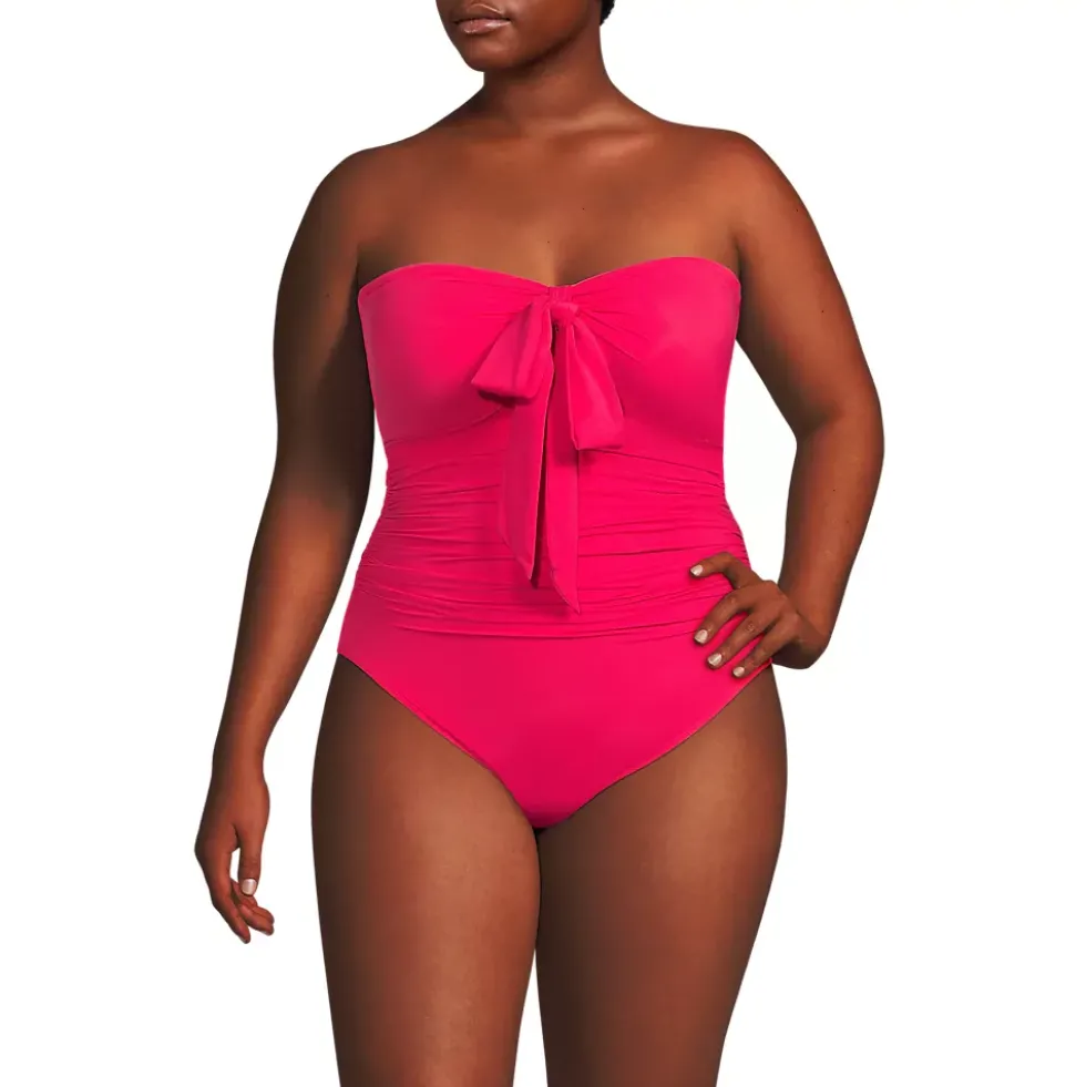 Women's Plus Size SlenderSuit Multi-Way Bandeau High Leg One Piece Swimsuit