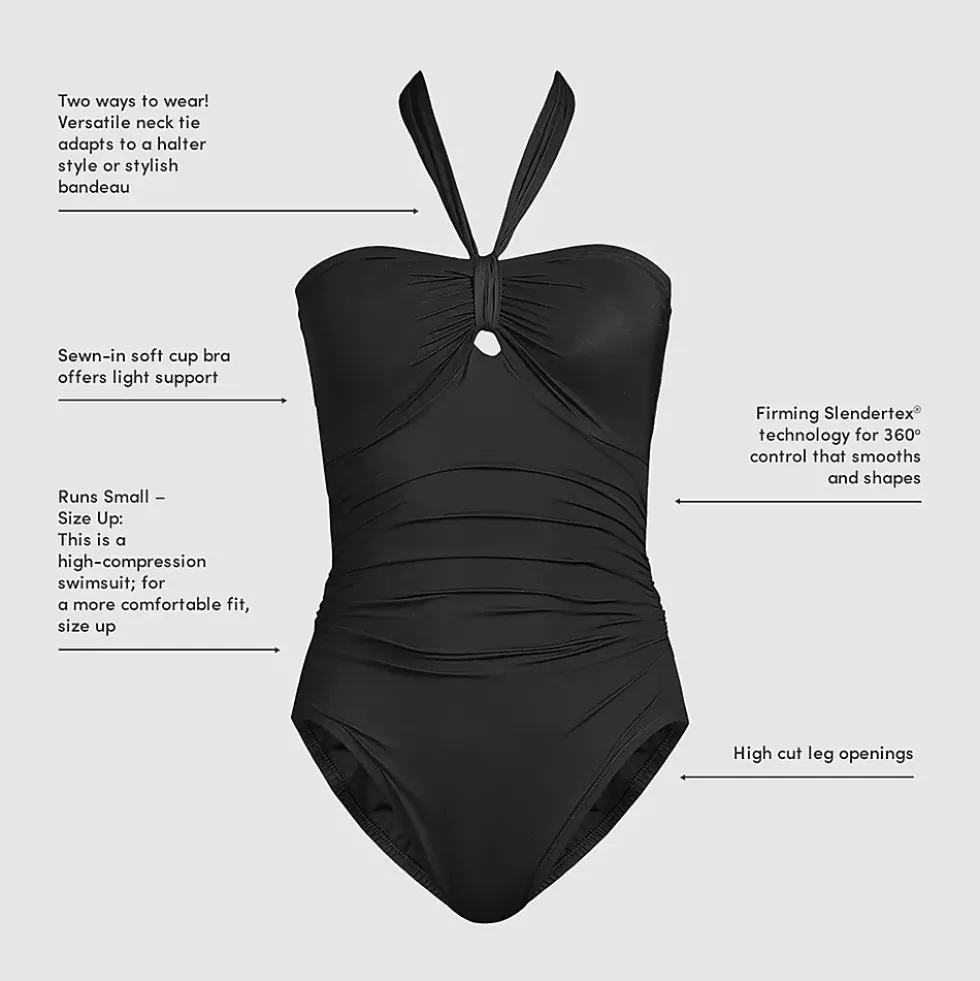 Women's Plus Size SlenderSuit Multi-Way Bandeau High Leg One Piece Swimsuit