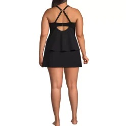 Women's Plus Size Square Neck Flutter Tankini Control Skirt Set