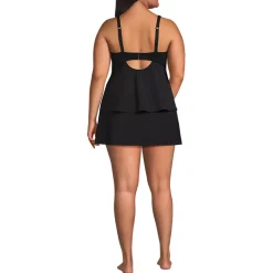 Women's Plus Size Square Neck Flutter Tankini Control Skirt Set