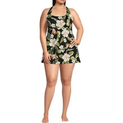 Women's Plus Size Square Neck Flutter Tankini Control Skirt Set