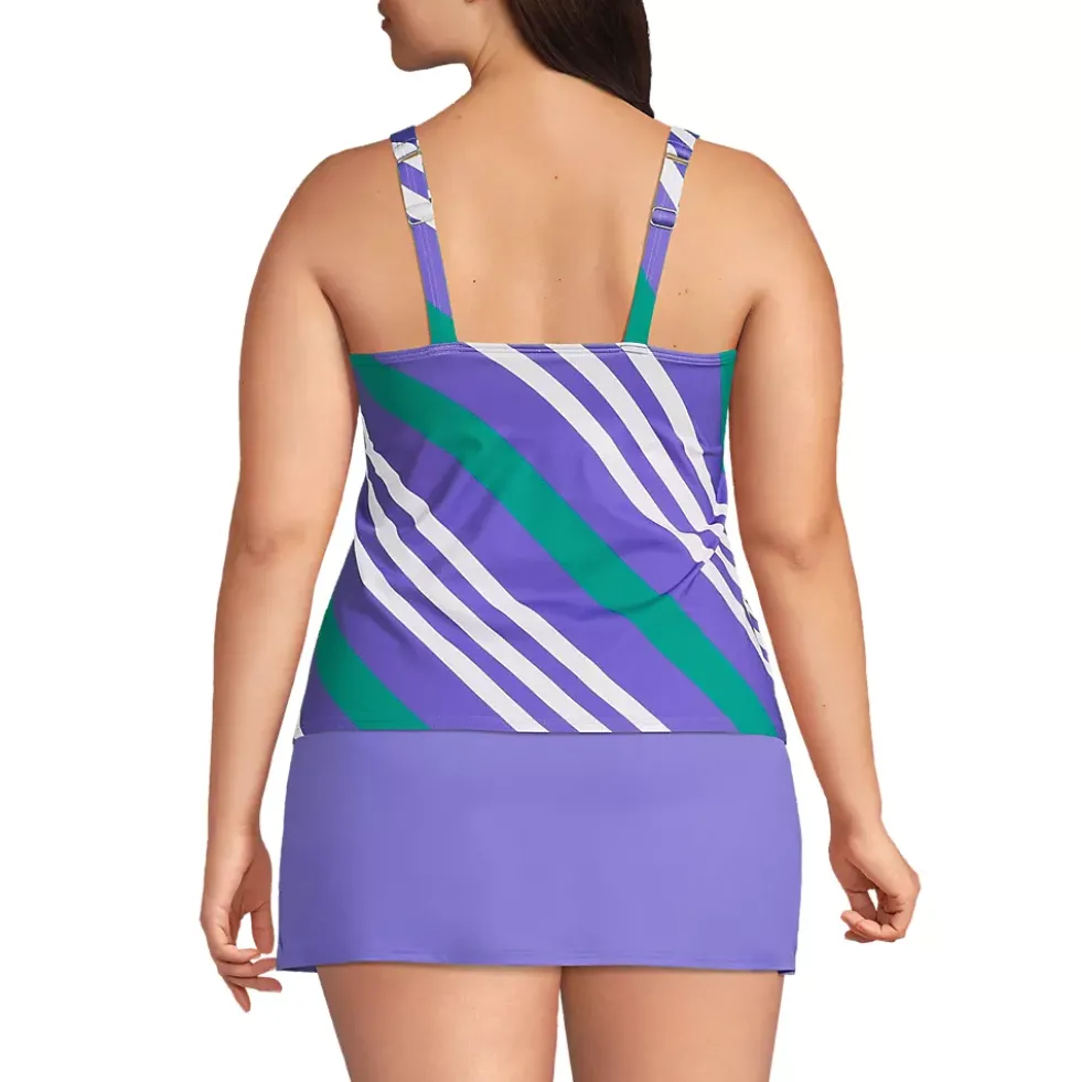Women's Plus Size Square Neck Underwire Tankini Swimsuit Top