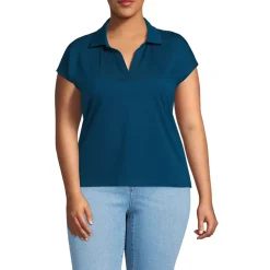 Women's Plus Size Supima Cotton Johnny Collar Polo