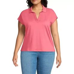 Women's Plus Size Supima Cotton Johnny Collar Polo