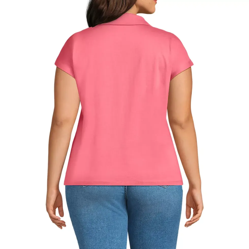 Women's Plus Size Supima Cotton Johnny Collar Polo