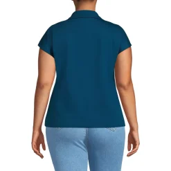 Women's Plus Size Supima Cotton Johnny Collar Polo