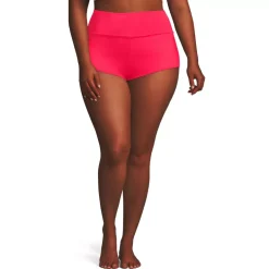 Women's Plus Size Tugless High Waisted Swim Boy Shorts