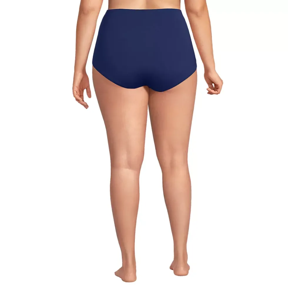 Women's Plus Size Tummy Control Tugless High Waisted Bikini Swim Bottoms