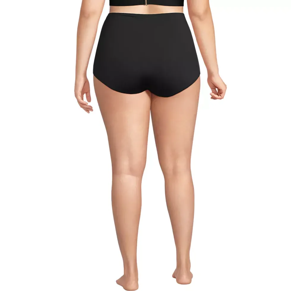Women's Plus Size Tummy Control Retro High Waisted Bikini Swim Bottoms