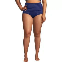 Women's Plus Size Tummy Control Retro High Waisted Bikini Swim Bottoms