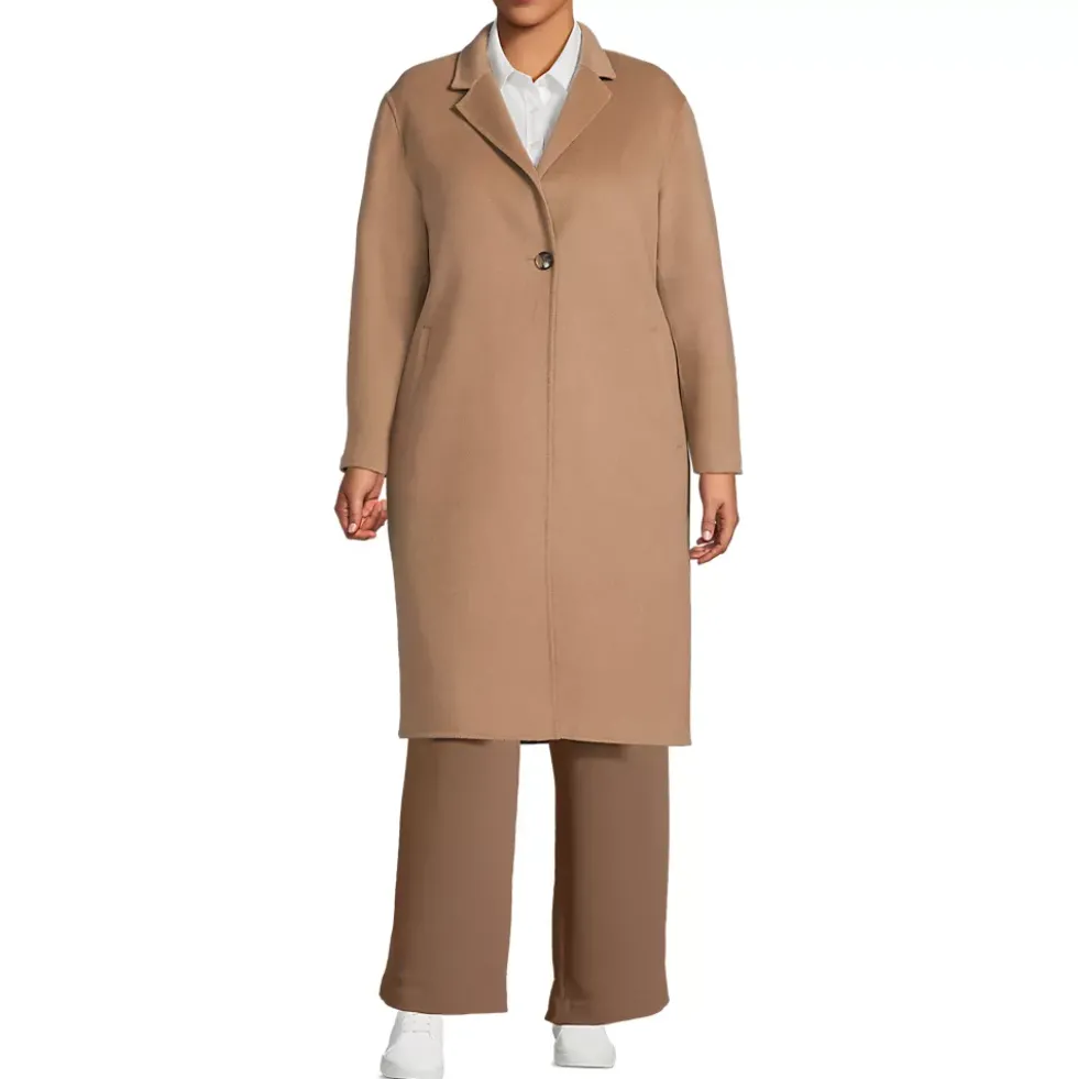 Women's Plus Size Wool Blend Top Coat