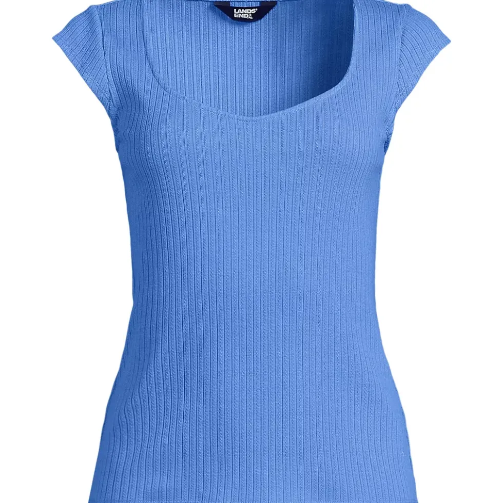 Women's Pointelle Cap Sleeve Top