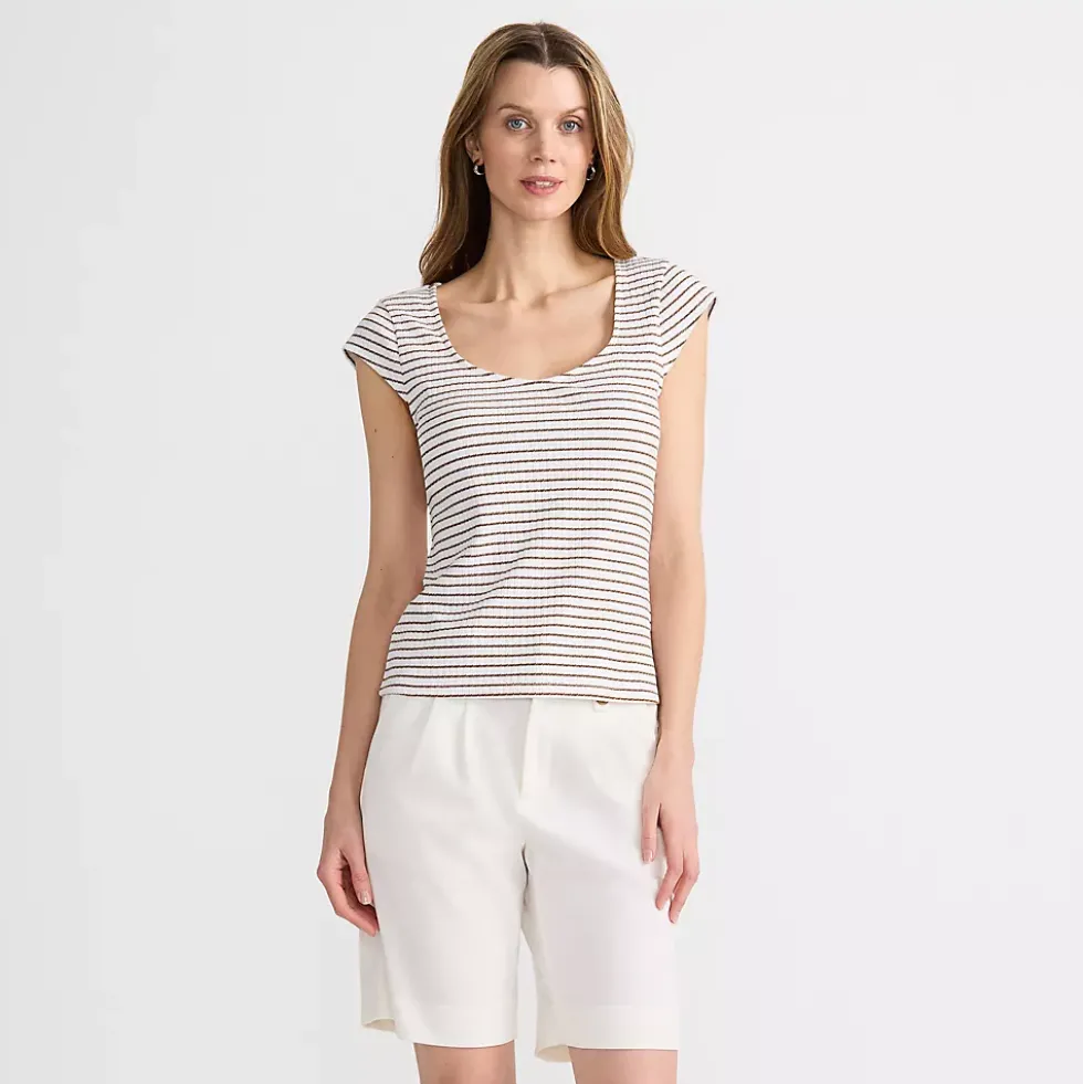 Women's Pointelle Cap Sleeve Top