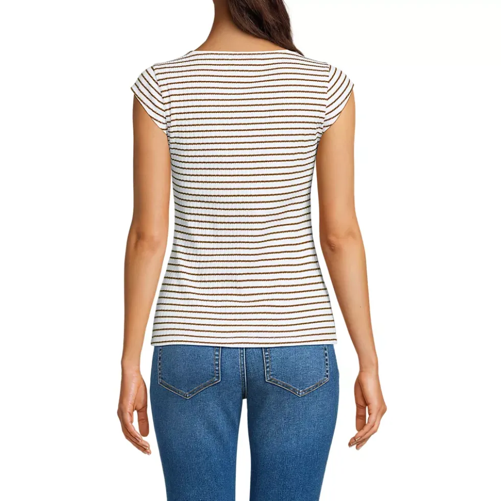 Women's Pointelle Cap Sleeve Top