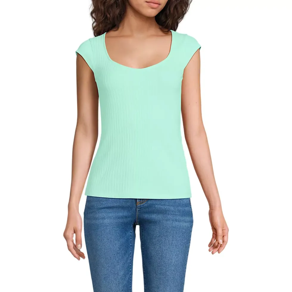 Women's Pointelle Cap Sleeve Top