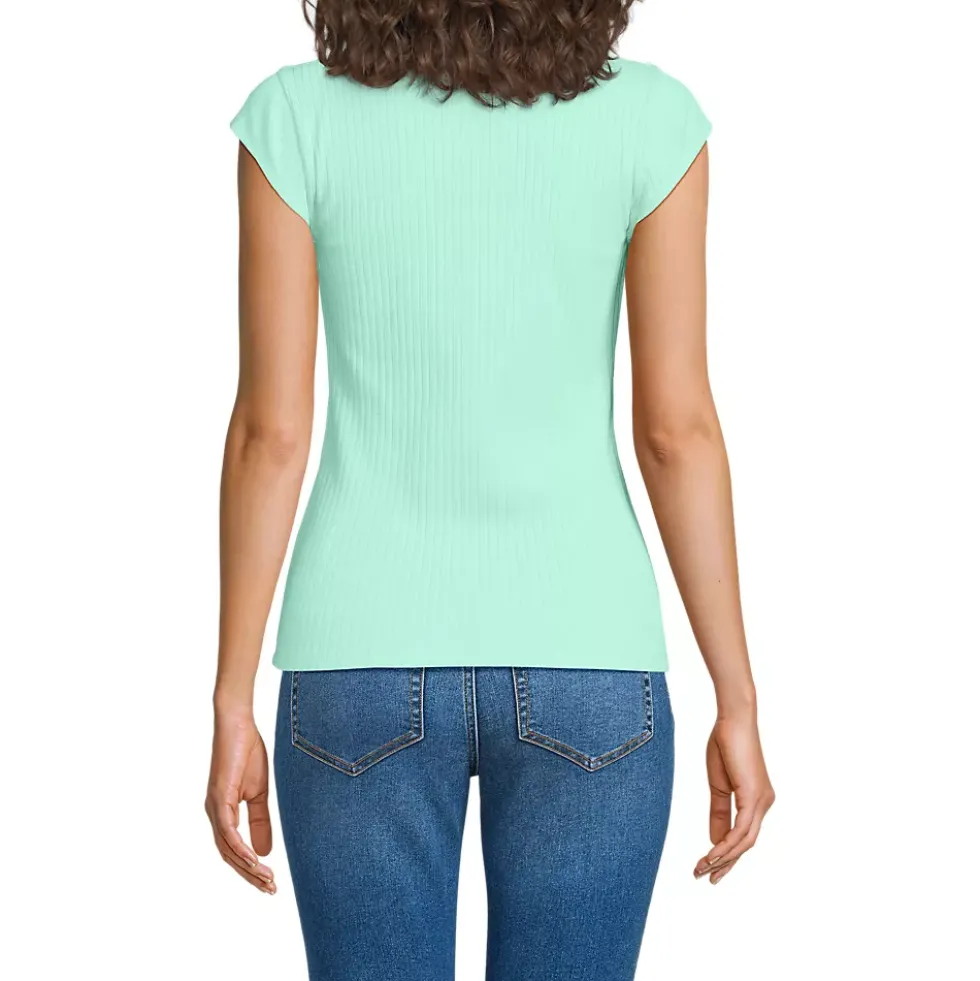 Women's Pointelle Cap Sleeve Top