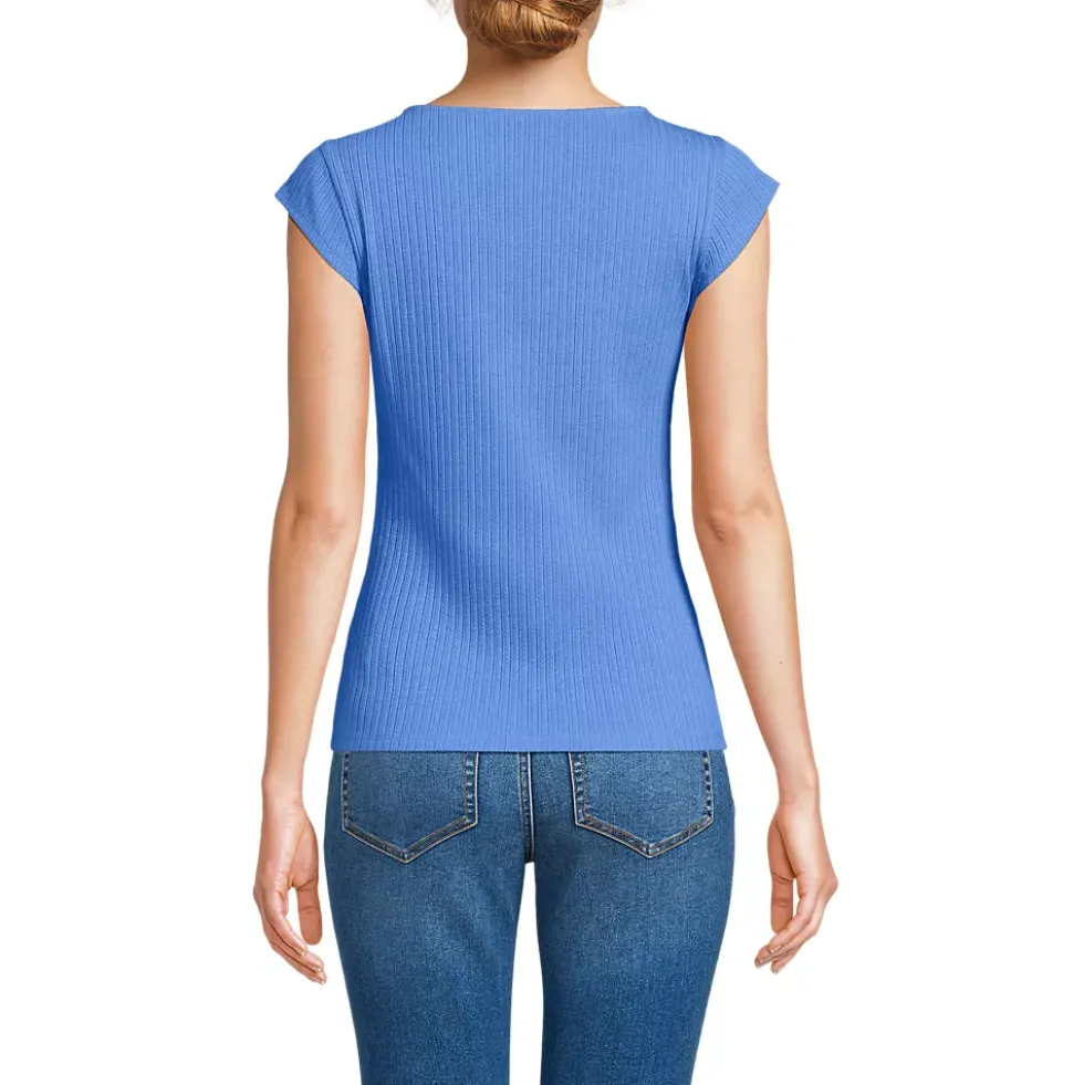 Women's Pointelle Cap Sleeve Top
