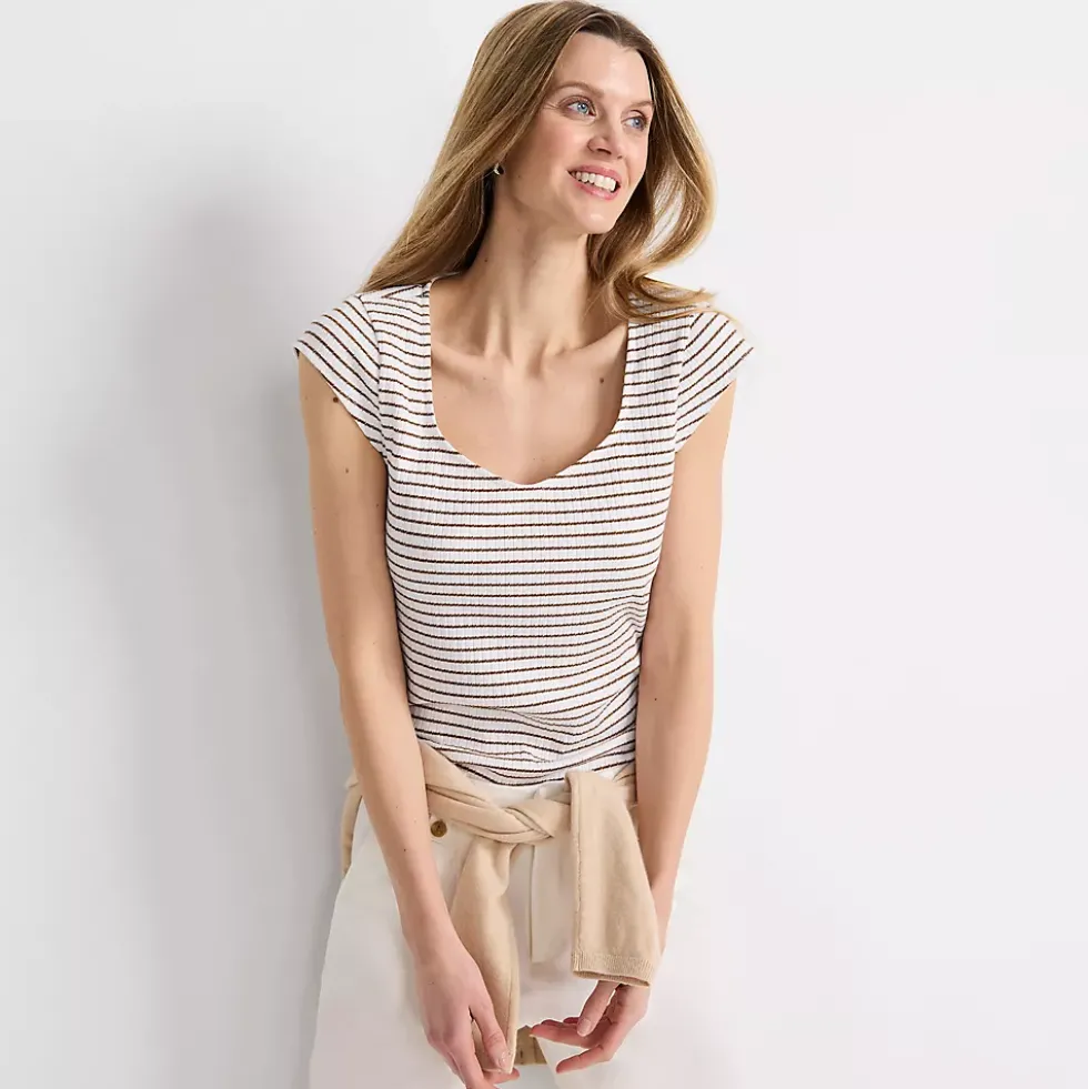 Women's Pointelle Cap Sleeve Top