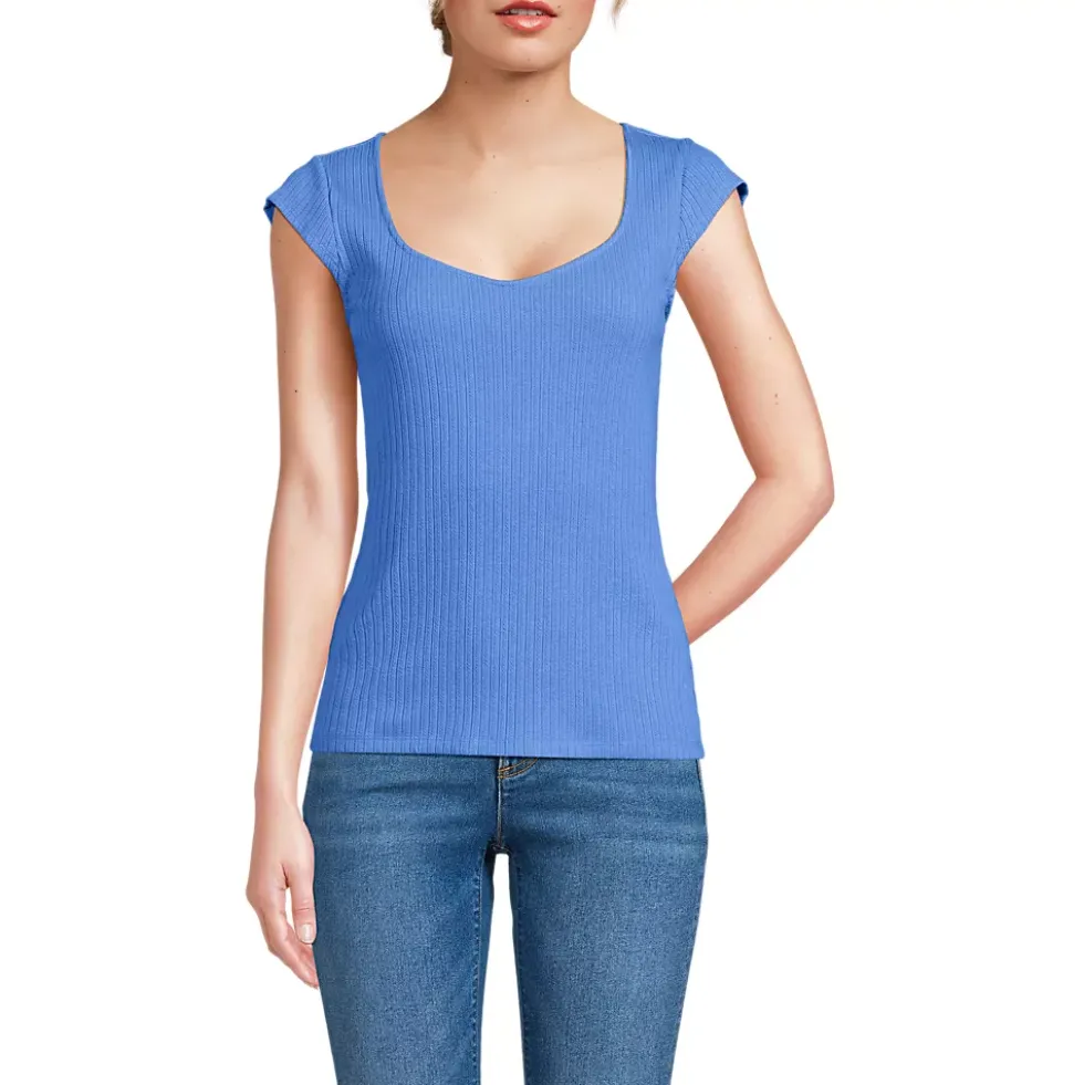 Women's Pointelle Cap Sleeve Top