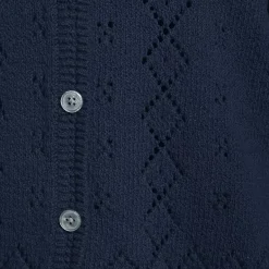 Women's Pointelle Crew Neck Cardigan Sweater