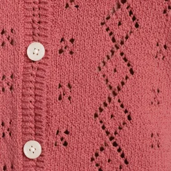 Women's Pointelle Crew Neck Cardigan Sweater