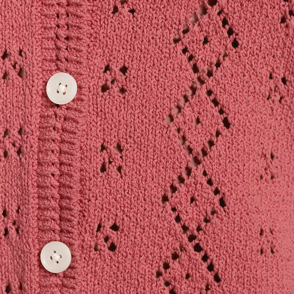Women's Pointelle Crew Neck Cardigan Sweater