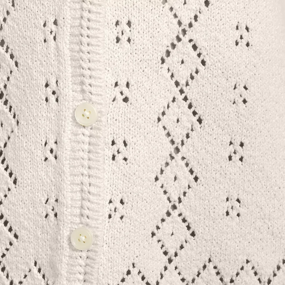 Women's Pointelle Crew Neck Cardigan Sweater