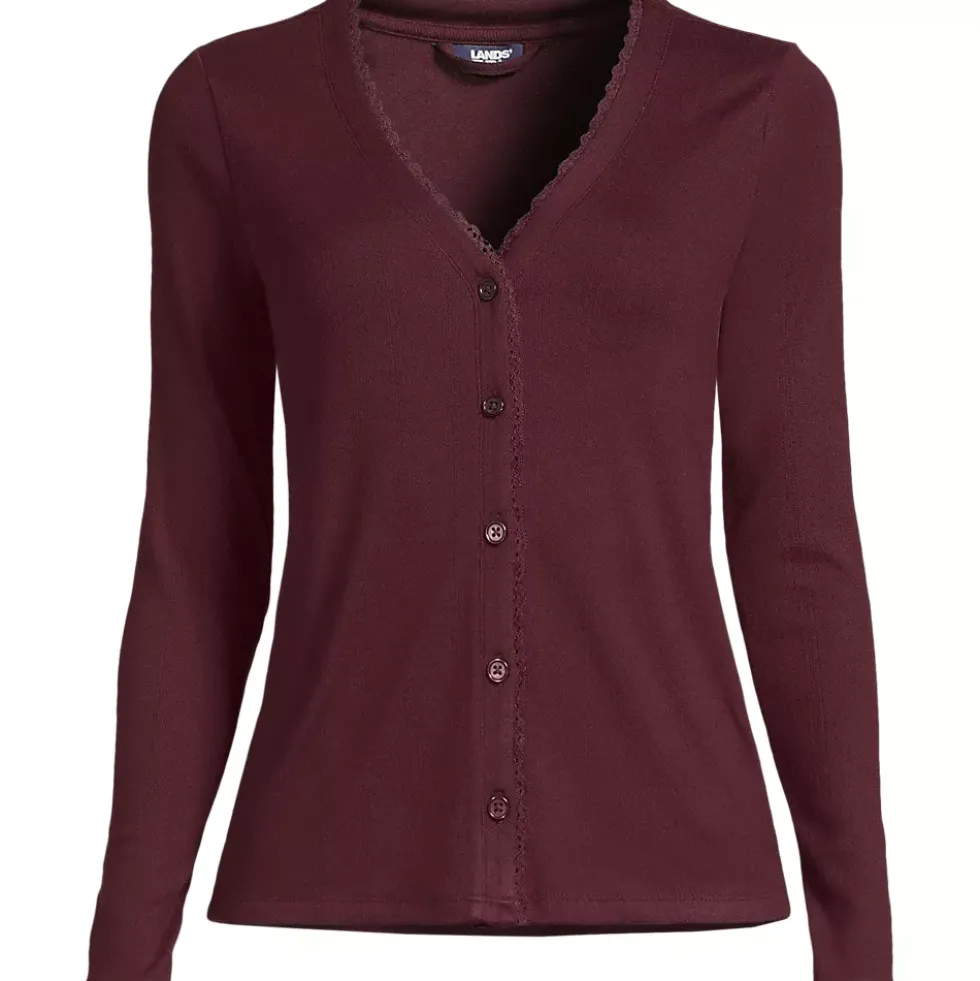 Women's Pointelle Long Sleeve Sleep Cardigan